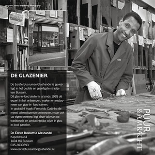Fernando Codinha, over vakmanschap De Glazenier in het blad Bruist 't Gooi, Eerste Bussumse glashandel het Gooi
